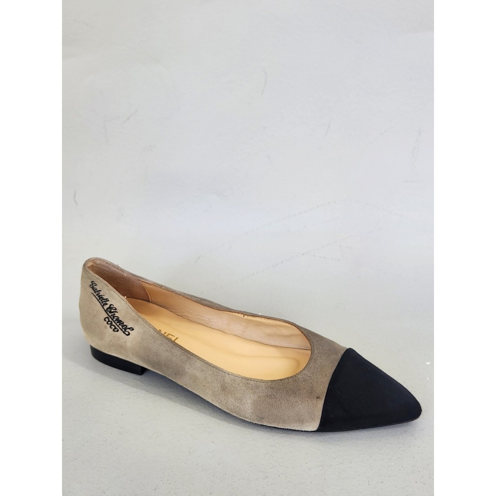 Chanel Ballet Flats Women 40 Beige Gabrielle Coco Pointed Cap Toe ONLY ONE SHOE